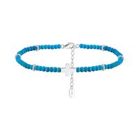 POTUBI Tobillera con Cruz Turquesa for Mujer, joyería de Oro y Turquesa for Playa, Piscina, Fiesta, Regalo de Verano(Platinum)