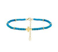 POTUBI Tobillera con Cruz Turquesa for Mujer, joyería de Oro y Turquesa for Playa, Piscina, Fiesta, Regalo de Verano(Gold)