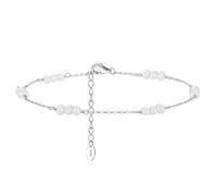 POTUBI Tobillera de Perlas cultivadas de Agua Dulce bañada en Oro de 14 Quilates for Mujer. Delicada Tobillera de Plata de Ley con Cuentas de Perla.(Platinum)