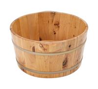POTYYH Bañera de pies de madera, cubo redondo para lavar los pies, para familias, baños de pies, sauna y hoteles, 36,5 x 18 cm