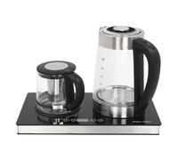 POTYYH Hervidor de agua, 1800 W, tetera eléctrica, 2,5 L + 1 L, cristal con pantalla LCD, protección contra ebullición en seco, función de mantenimiento del calor, tetera para oficinas, hoteles y