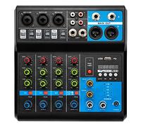 POTYYH Mini mezclador de audio, mezclador profesional de 5 canales, estéreo, consola mezcladora Bluetooth/USB, mezclador de DJ, alimentación fantasma de 48 V, para estudio, escenario, fiesta
