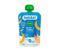 Smileat - Pouch de Frutas Ecológicas - Sin Sal ni Azúcar Añadido, Sin Gluten - Snack Práctico para Peques - Sabor a Yogur Avena