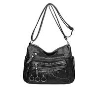 Pouch Purse Shoulder Handbag New Vintage Fashionable Large Space Weaving Crossbody Bag(Black)