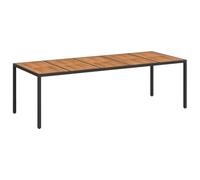 POUFGDR Mesa de jardín Poliratan Negro Acero | Diseño moderno, resistente a las inclemencias del tiempo, fácil de limpiar, para comidas al aire libre