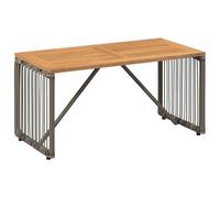 POUFGDR Mesa Exterior Rectangular Poliratan 80 x 40 x 40 cm | Bandeja de acacia maciza, estructura de acero, patas regulables, para balcón jardín