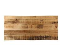 POUFGDR Mesa Madera de Mango Bruto 100x40x2,5 cm | Borde vivo rústico, bandeja multifuncional, fácil de limpiar, pieza única para mesa