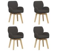 POUFGDR Sillas de Comedor Giratorias 4 Pc Rizado Gris Oscuro | Marco de madera de ingeniería y metal, base giratoria 360°, respaldo inclinado, reposabrazos de poliéster, 54 x 58 x 87 cm