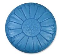Poufs&Pillows Puf Artesanal de Cuero auténtico - Hecho a Mano - Entregado con Relleno - Otomano, cojin de Suelo, reposapiés (Turquesa)