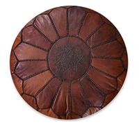 Poufs&Pillows Puf Marroquí de Cuero auténtico - Hecho a Mano - Entregado con Relleno - Otomana, cojin de Suelo, reposapiés (Marrón Canela)