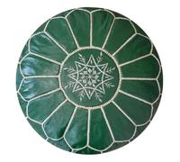 Poufs&Pillows Puf Marroquí de Cuero auténtico - Hecho a Mano - Entregado con Relleno - Otomana, cojin de Suelo, reposapiés (Verde Menta)