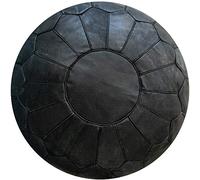 Poufs&Pillows Puf Premium XL de Piel auténtica - Hecho a Mano - Entregado con Relleno - Cojín de Suelo, Otomano, Pouf, reposapiés (Negro)