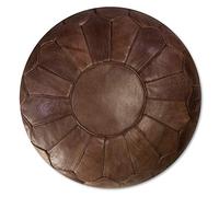 Poufs&Pillows Puf Premium XL de Piel auténtica - Hecho a Mano - Entregado con Relleno - Cojín de Suelo, Otomano, Pouf, reposapiés (Chocolate)