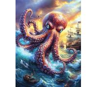 Poulpe Dans l'océan au Coucher de Soleil Rompecabezas 300 Piezas Cartón Resistente para Mayores Animal Planta Mejora Atención Entrenamiento Memoria Diversión Grupal Detalle De Regalo 300 PCS