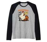 Poultrygeist Funny Chicken Ghost Halloween Pun Design Camiseta Manga Raglan