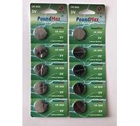 Poundmax Pila de Botón 10 x CR2032 Litio 3V 20mm x 3.2mm para Alarma de Coche, Llavero, Relojes, Calculadoras