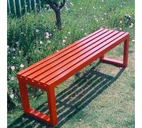 Pounjsd Banco de jardín sin Respaldo de Madera,100/120/150cm Bancos de terraço Exterior, Metal Banco de 3 Lugares, Mueble Exterior Duradero,Patas De Hierro Fundido,para Patio, balcón, jardín, césped