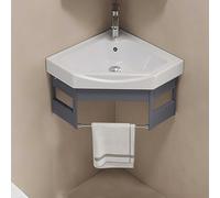 Pounjsd Lavabo en Esquina para baño, Gris Lavabo Angular Multifunción 15x15, Lavabo esquinero pequeño con Mueble, Uso en Baño, Cocina, Caravana o Taller con Armario y Grifo