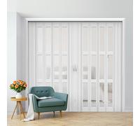 Pounjsd Puerta Concertina Acrílica Transparente, Puerta de Despensa del Pasillo Puerta Corredera con Manija, Puerta Plegable Puerta Plegable Interior de Pvc, Separador de Ambientes W190×H190cm