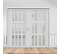 Pounjsd Puerta Concertina Acrílica Transparente, Puerta de Despensa del Pasillo Puerta Corredera con Manija, Puerta Plegable Puerta Plegable Interior de Pvc, Separador de Ambientes W220×H180cm