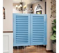 Pounjsd Puertas Batientes de Café, Puerta abatible de madera maciza, Puerta Vaiven de Cierre Automático, Puerta De Salón De Partición De Entrada, para Jardín, Patio, Cafetería, Bar de Vaqueros, azul