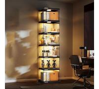 Pounjsd Vitrina de Cristal Expositor, vitrinas para Colecciones Vitrina expositora, libreria estanteria con Puertas Cristal, estanteria Figuras Coleccion para salón, Oficina, Comedor y Dormitorio