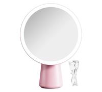 Poupangke Espejo de Maquillaje con Luces - Espejo de Maquillaje | Espejo Táctil Recargable 19 cm 3 Modos Ajustables para Baño Tocador Salón Oficina Dormitorio