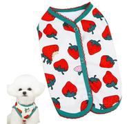 Poupangke Ropa de Verano para Perros - Ropa sin Mangas para Perros con diseño de Fresas, cómodas y Modernas Camisetas para Mascotas con Cierre a presión en la Parte Posterior, Transpirable
