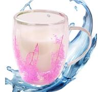 Poupangke Tazas de café de doble pared,Taza de vidrio de doble pared,Tazas de café de flores secas para capuchino | Taza de café de vidrio artístico para capuchino, café, té, leche