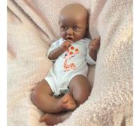 Poupée Reborn en Silicone réaliste de 45 cm, Petite fille Afro-américaine, Nouveau-né Noir Tout Doux, pour Cadeau, photographie et jeu de rôle (Painted)