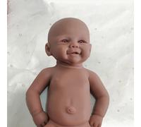 Poupée Reborn Fille Réaliste en Silicone Souple de 43 cm, Peau Noire, Détails Réalistes, Sourire Adorable, pour Amateurs et Enfants (Unpainted)