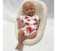 Poupée Reborn Fille Réaliste en Silicone Souple de 43 cm, Peau Noire, Détails Réalistes, Sourire Adorable, pour Amateurs et Enfants (Painted)