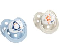 Poupy Chupete anatómico de silicona, 2 piezas, colores gris/azul, suave y delicado, sin BPA