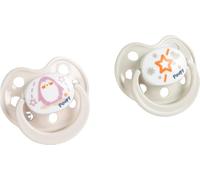 Poupy Chupete anatómico de silicona de 2 piezas, colores gris y rosa, suave, seguro y delicado, sin BPA