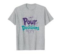 Pour Decisions Bartenders para Mujeres Cóctel Humor Camiseta, Hombre, Gris Jaspeado, 5XL