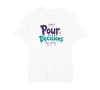 Pour Decisions Bartenders para Mujeres Cóctel Humor Camiseta, Hombre Tallas Grandes, Blanco, 6X Alto