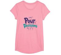Pour Decisions Bartenders para Mujeres Cóctel Humor Camiseta, Niñas, Rosado, Grande