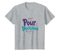 Pour Decisions Bartenders para Mujeres Cóctel Humor Camiseta, Niños, Gris Jaspeado, 2 años