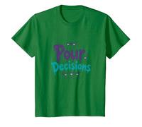 Pour Decisions Bartenders para Mujeres Cóctel Humor Camiseta, Niños, Verde Kelly, 3 años