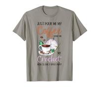 Pour Me Coffee Hand Me My Crochet Divertido Crochet Camiseta