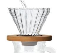 Pour Over Coffee Dripper - Single Cup Cone Filter | Clear Glass with Stand, Reusable Filter Cup, Manual Coffee Maker for Hand Brewing Home Office Kitchen Workroom