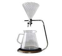 Pour Over Coffee Maker Set, Pour Over Coffee Maker with Stand, 600 Ml Glass Coffee & Tea Brewer, with Stainless Steel Stand and Coaster, for Home or Office, Makes 2-4 Cups