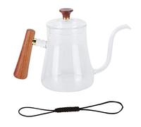 Pour Over de Vidrio Borosilicato, Hervidor Resistente al Calor 350ml, Mango de Madera Aislante - Diseño de Pico de Ganso, Control Preciso, Ideal para Amantes del Café (600ml)