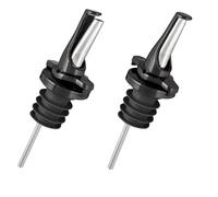 Poura Vertedores de Botellas con Tapón Antigoteo para Alcohol, Vino y Aceite - Mantiene Los Productos Fresco, Sin Oxidación. Se Adapta a la Mayoría de Las Botellas - Negro 2pk