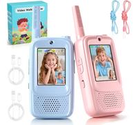 Pourbibi Walkie Talkie Niños Recargable,Walkie-Talkies con Pantalla, Alcance de 400 Metros y 4 Efectos de Voz, Juguete para Niños de 3 a 12 Años, Ideal para Exteriores y Acampadas, Alto Rendimiento.