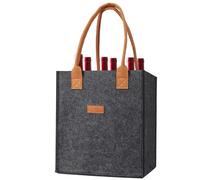 Povanjer - Bolsa para botella de vino, bolsa para botella de vino de fieltro | Bolsa de mano para botella de vino de 6 particiones | Estuche para botella de vino de viaje, bolsa de cerveza de mano