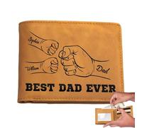 Povanjer Cartera de Bolsillo para Monedas para Hombres, Bolso para el Día del Padre, Billetera Multi-Tarjetas Best Dad Ever, Cartera portátil de de la PU