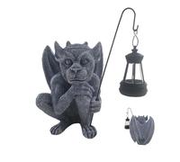 Povanjer Estatua de Gargoyle al aire libre, Estatuas de Gargoyle solar - Estatuas de jardín con esculturas góticas | Figuras coleccionables de resina, estatuas de exterior con energía solar para