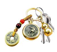 Povanjer Llavero de Buena Suerte, Llavero Feng Shui - Llavero de Coche de Calabaza - Llavero de Calabaza de latón, Colgante de la Suerte Feng Shui, Llavero del Zodiaco del Dinero del Emperador,