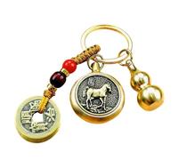 Povanjer Llavero del zodiaco chino, llavero chino de Feng Shui | Llavero de coche de calabaza - Llavero con monedas Feng Shui para buena suerte, fortuna, longevidad, éxito, decoraciones de calabaza
